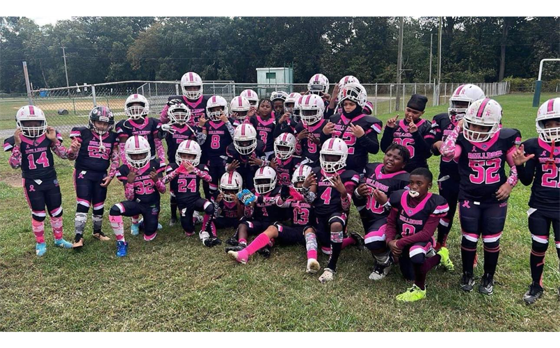 2023 Bridgeton Bulldogs 10U WHIPS Cancer Awareness uniforms